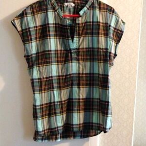 LL Bean Signature Cotton Madras Plaid Shirt S